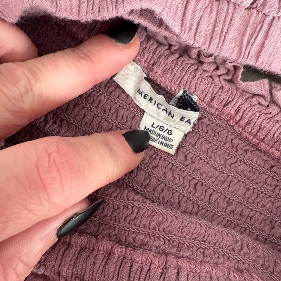 American Eagle Outfitters Dusty Pink Smocked Blouse - Picture 3 of 3